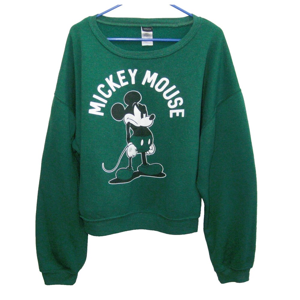 MICKEY MOUSE Disney Women's Size 2XL Green Graphic Print Sweatshirt Cartoon Top